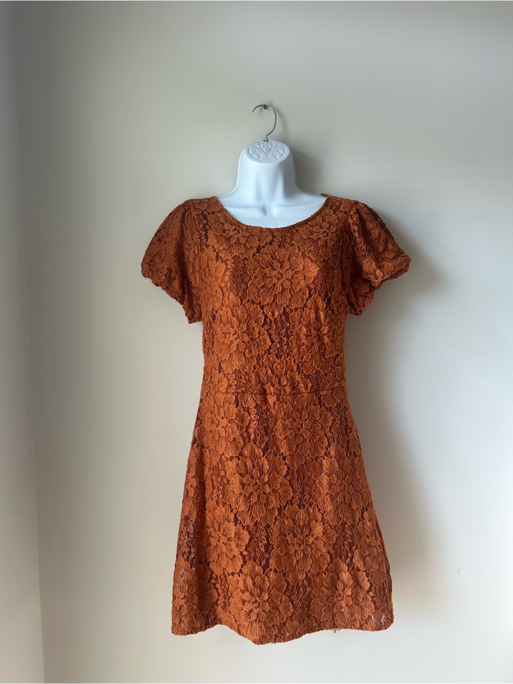 Free People Rust Orange Floral Lace Mini Dress
